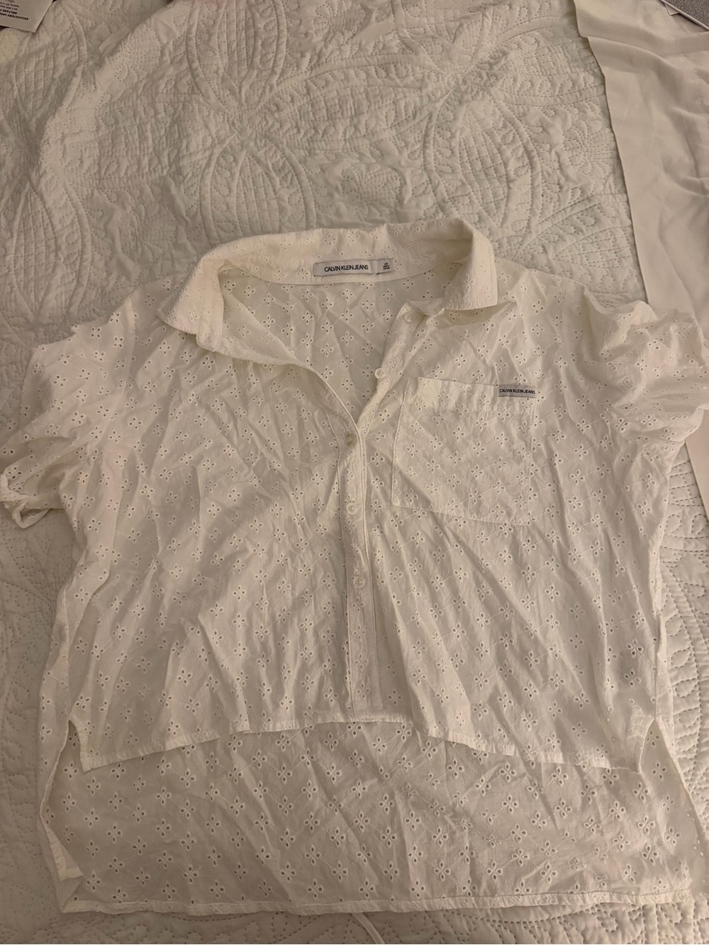 Calvin Klein White Patterned Blouse